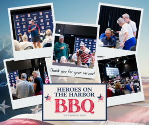 Veterans and families at The Financial Guys Heroes on the Harbor BBQ aboard the USS Little Rock